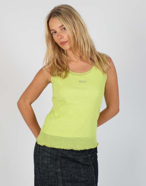 Vintage AnLu S mesh top in light green, 3 of 4