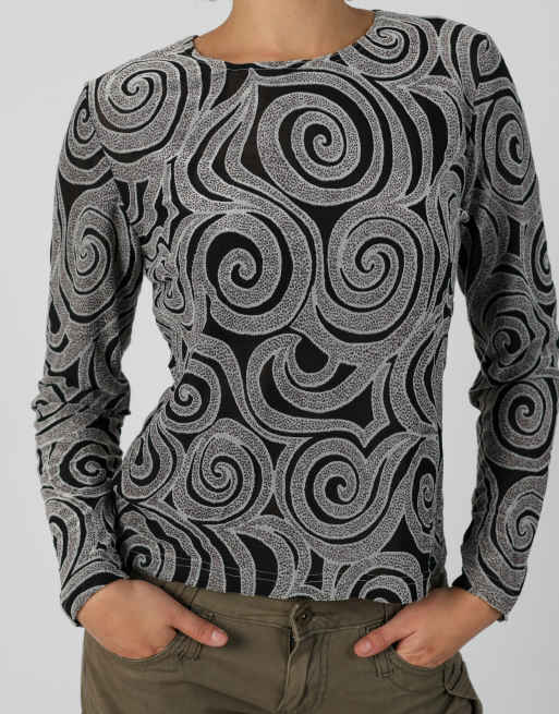 Vintage Anna Ferrari S long sleeve top in black, 4 of 4