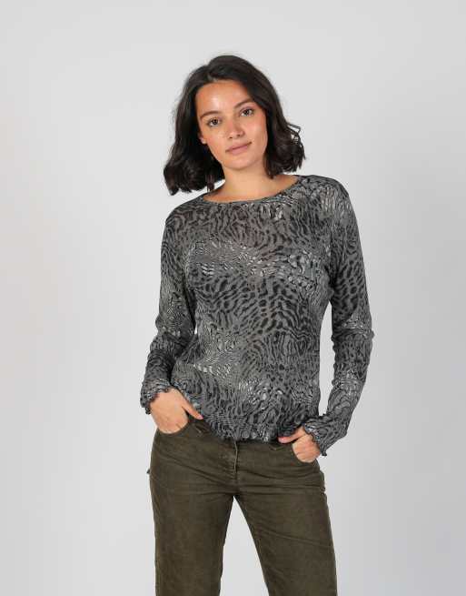 Vintage Anna Ferrari S long sleeve top in charcoal grey