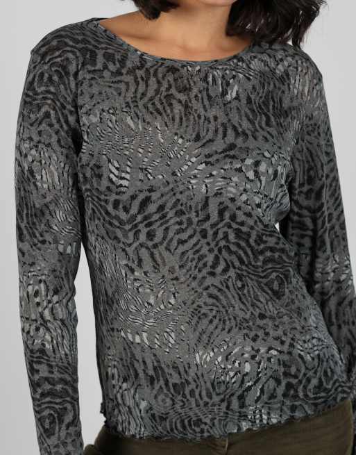 Vintage Anna Ferrari S long sleeve top in charcoal grey, 4 of 4