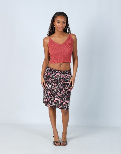 Vintage Anna Field S woven midi skirt in black - view 1