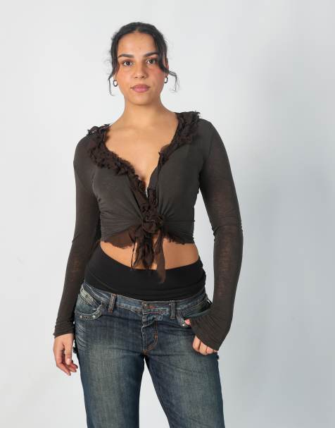 Vintage AnnaRita N S long sleeve top in brown - view 1