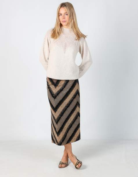 Vintage Annaval M woven midi skirt in black - view 1