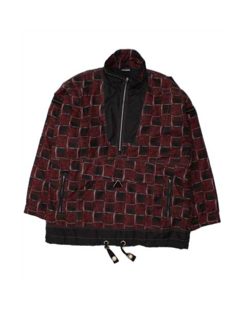 Vintage Anorak Jacket UK 44 2XL In Burgundy Geometric - view 1