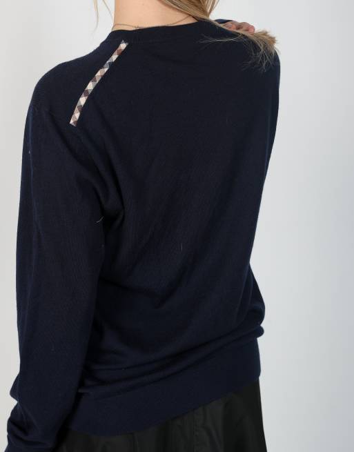 Vintage Aquascutum L knitted jumper in navy blue, 4 of 4
