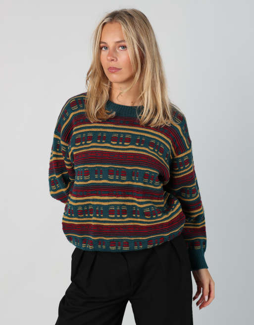 Vintage Aquascutum m knit sweatshirt in multi coloured