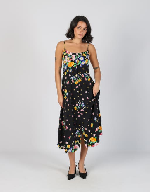 Vintage AquaSuit S woven maxi dress in black