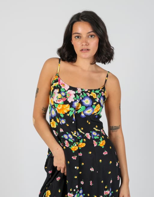 Vintage AquaSuit S woven maxi dress in black, 4 of 4