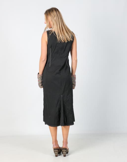 Vintage Areline S woven midi dress in black, 3 of 4