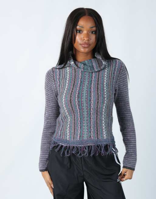 Vintage Aretex S knitted jumper in multi colured