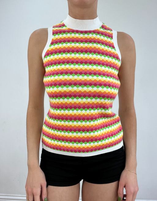 Vintage argyle pirnt vest in pink