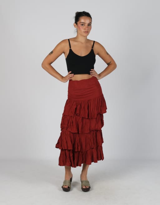 Vintage Ariale S woven maxi skirt in red