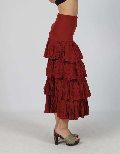 Vintage Ariale S woven maxi skirt in red, 2 of 4