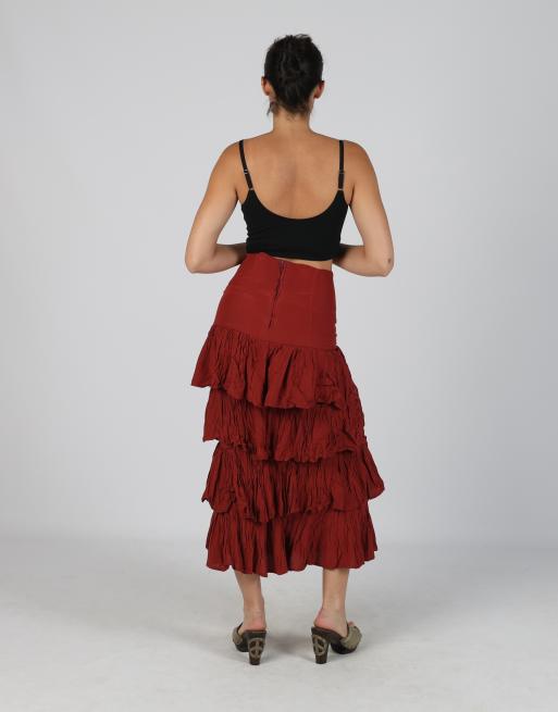 Vintage Ariale S woven maxi skirt in red, 3 of 4