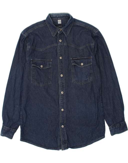 Vintage Arizona Size S Denim Shirt in Navy Blue