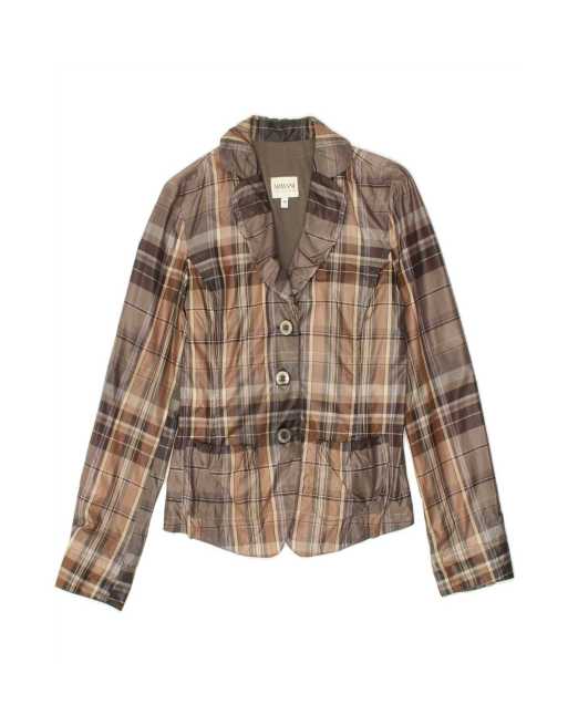 Vintage Armani Collezioni 3 Button Blazer Jacket It 42 Medium In Brown Plaid