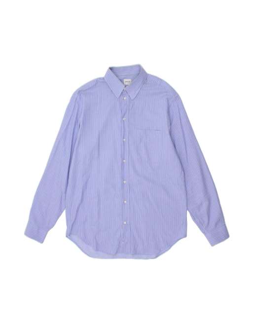 Vintage Armani Collezioni Shirt Size 16 1/2 42 Large In Blue Pinstripe