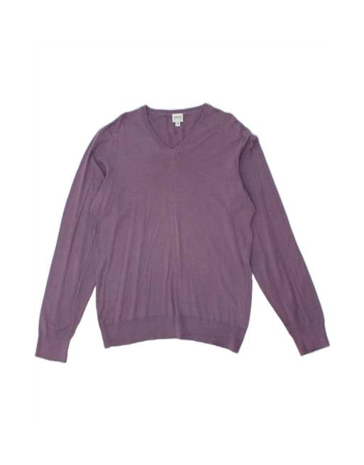 Vintage Armani Collezioni V-neck Jumper Sweater It 56 XL In Purple