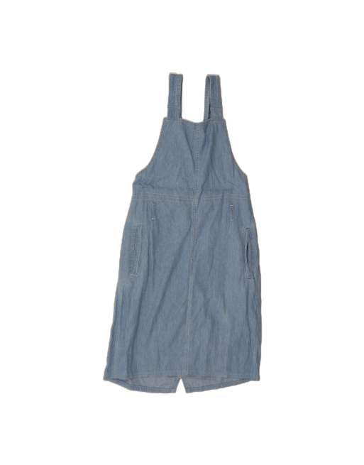Vintage Armani Denim Dungaree Dress UK 14 Medium In Blue