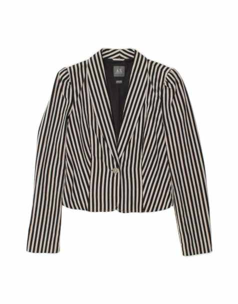 Vintage Armani Exchange Crop 1 Button Blazer Jacket UK 10 Small In Black - view 1
