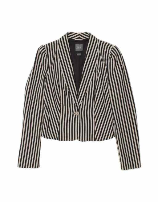 Vintage Armani Exchange Crop 1 Button Blazer Jacket UK 10 Small In Black