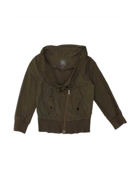 Vintage Armani Exchange Crop Bomber Jacket UK 12 Medium In Khaki - view 1