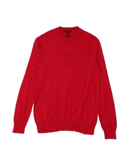 Vintage Armani Exchange Graphic Crew Neck Jumper Sweater Large In Red