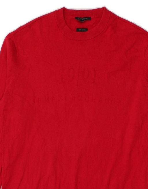 Vintage Armani Exchange Graphic Crew Neck Jumper Sweater Large In Red, 3 of 4