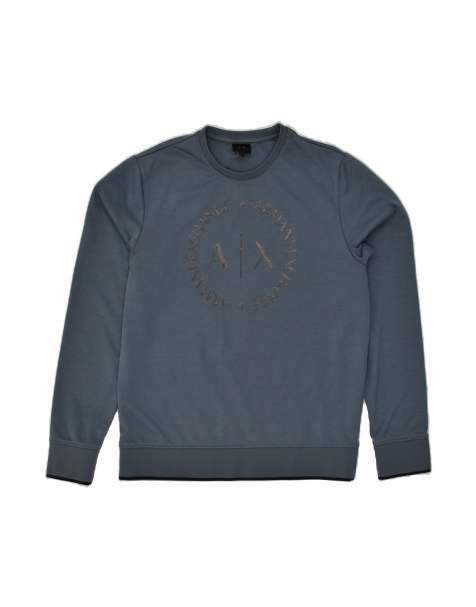 Vintage Armani Exchange Graphic Sweatshirt Jumper UK 16 Large In Blue - view 1