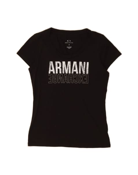 Vintage Armani Exchange Graphic T-shirt Top UK 10 Small In Black - view 1
