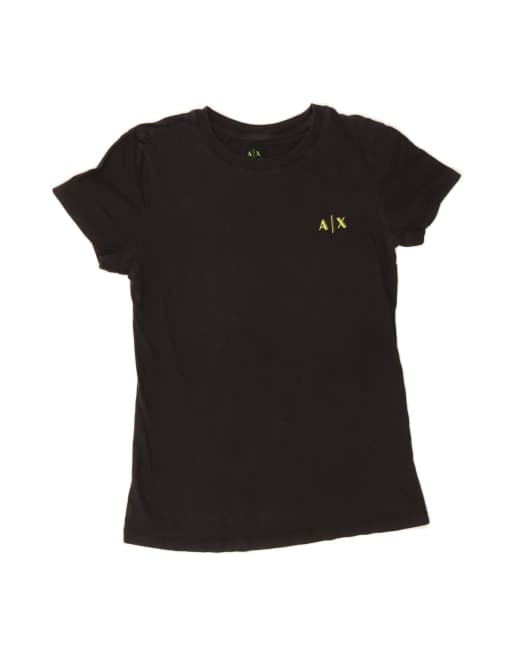 Vintage Armani Exchange Graphic T-shirt Top UK 8 Small In Black