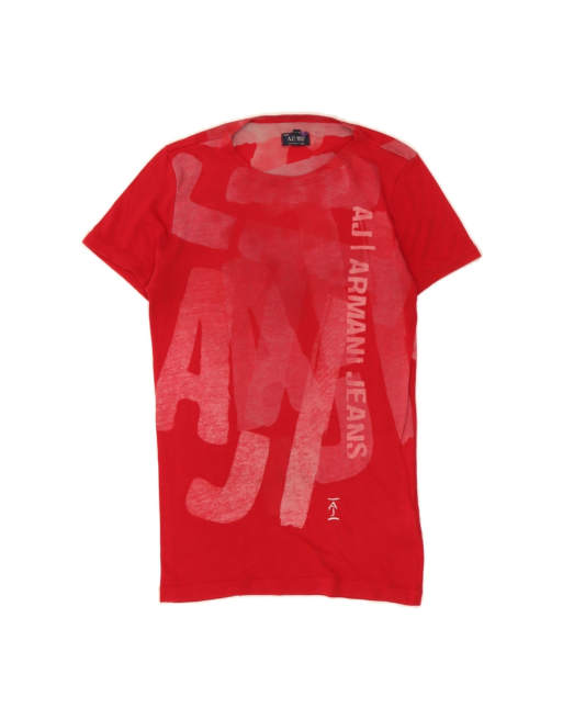 Vintage Armani Graphic T-shirt Dress UK 10 Small In Red
