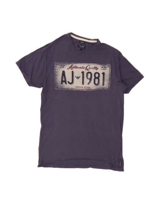 Vintage Armani Graphic T-shirt Top Small In Blue