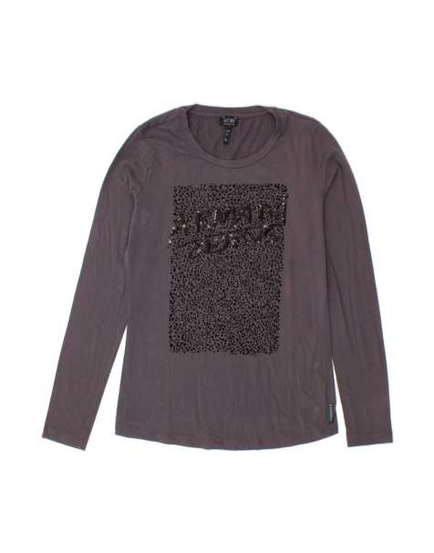 Vintage Armani Graphic Top Long Sleeve UK 14 Large In Grey - view 1