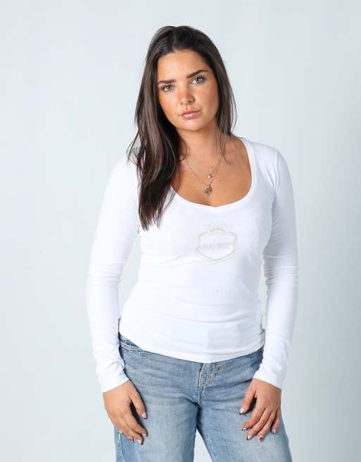 Vintage Armani Jeans 12 long sleeve top in white