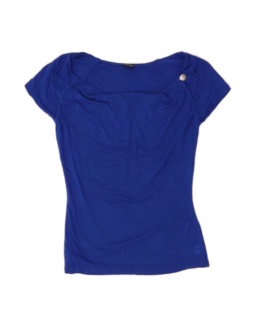 Vintage Armani Jeans Blouse Top UK 10 Small In Blue