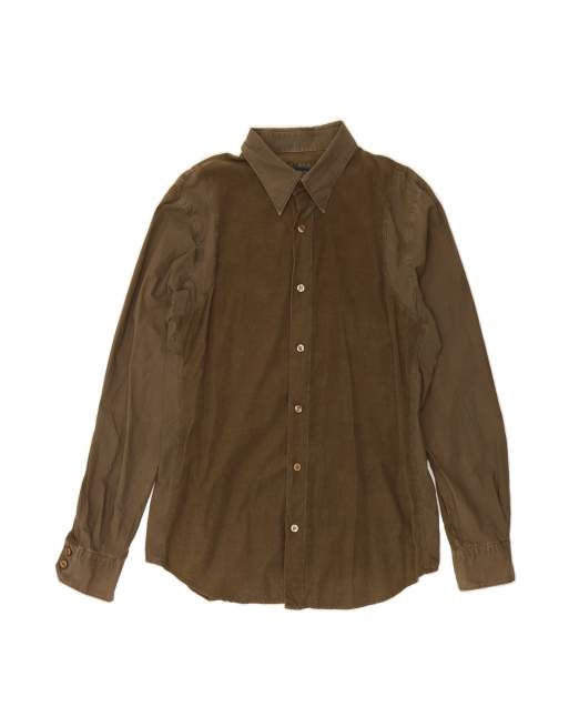Vintage Armani Jeans Corduroy Shirt XL In Khaki
