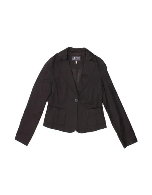 Vintage Armani Jeans Crop 1 Button Blazer Jacket US 8 Medium In Black
