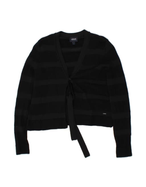 Vintage Armani Jeans Crop Cardigan Sweater It 38 XS In Black Striped