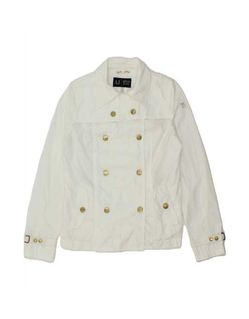 Vintage Armani Jeans Double Breasted Bomber Jacket US 8 Medium In White