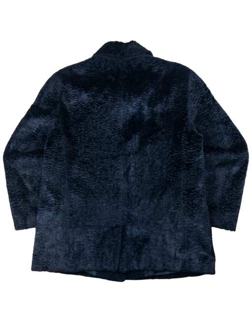 Vintage Armani Jeans faux fur button up coat size xl in navy, 2 of 4