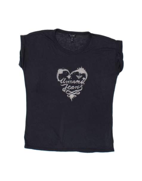 Vintage Armani Jeans Graphic T-shirt Top UK 14 Medium In Blue - view 1