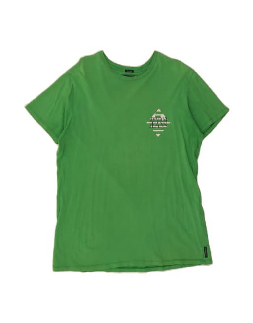 Vintage Armani Jeans Graphic T-shirt Top UK 20 2XL In Green
