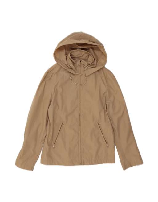 Vintage Armani Jeans Hooded Rain Jacket US 8 Medium In Beige