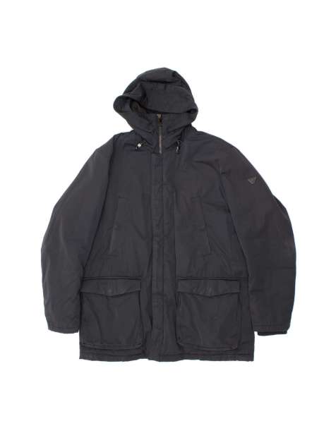 Vintage Armani Jeans Hooded Windbreaker Jacket US 56 3XL In Blue - view 1