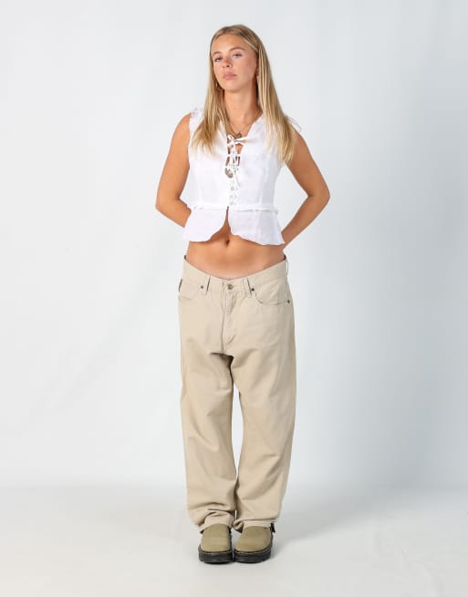 Vintage Armani Jeans L straight jeans in beige