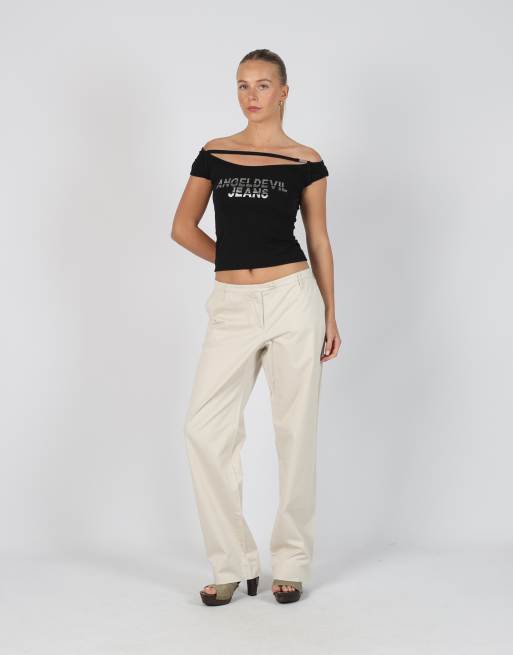 Vintage Armani Jeans L woven trousers in cream