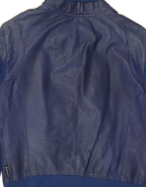 Vintage Armani Jeans Leather Bomber Jacket US 4 XS In Blue | ASOS