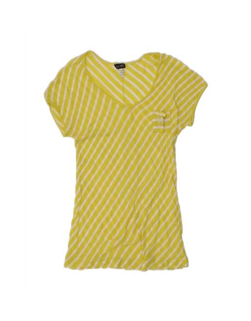 Vintage Armani Jeans Longline T-shirt Top EU 40 Medium In Yellow Striped