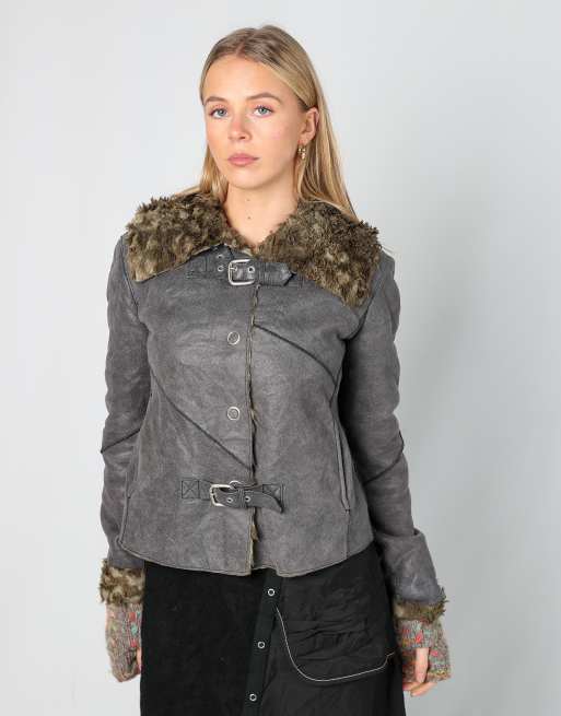 Vintage Armani Jeans M aviator jacket in grey